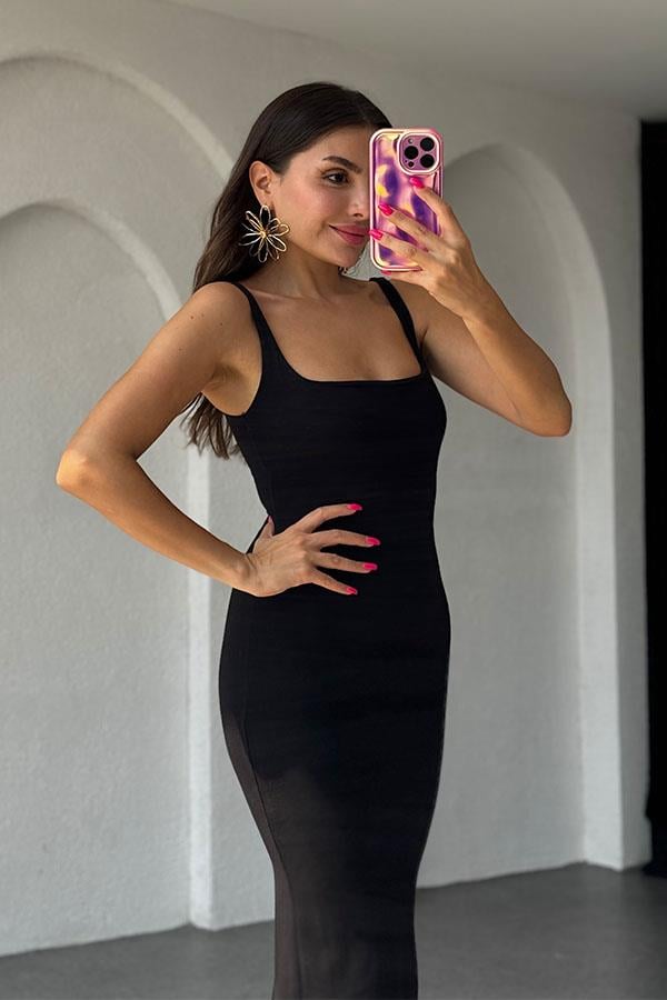 Rosalie Orijinal Slim Elbise-Siyah