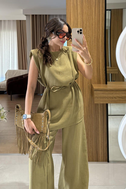 Rosaly Çağla Kemerli Müslin Takım