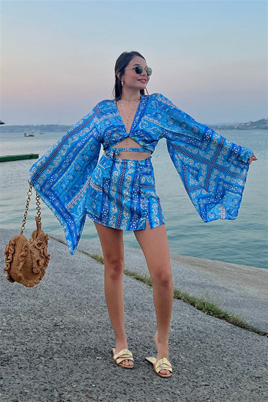 Rosana mavi desenli takım