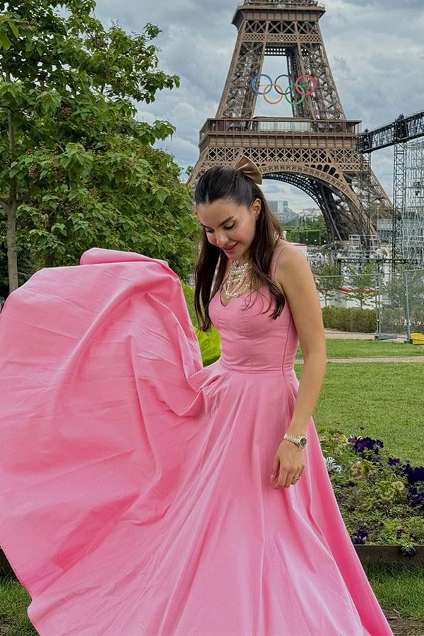 Rose İnce Askılı Çan Elbise-Pembe