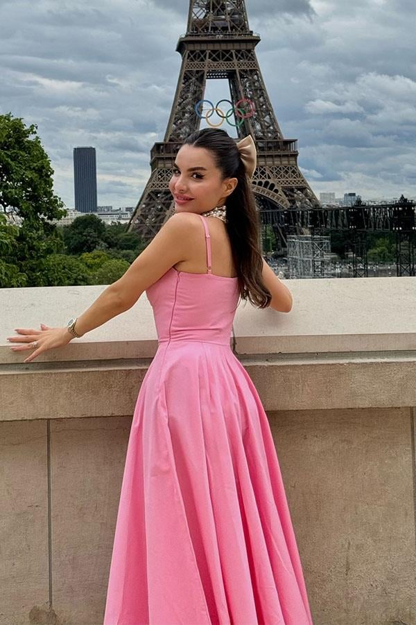 Rose İnce Askılı Çan Elbise-Pembe