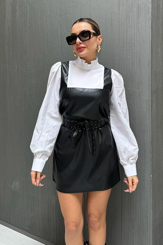 Rosenda Boyu Ayarlanabilir Deri Elbise