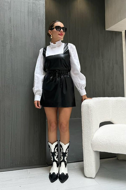 Rosenda Boyu Ayarlanabilir Deri Elbise