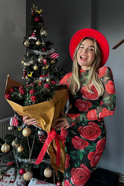 Roses tül kalem elbise