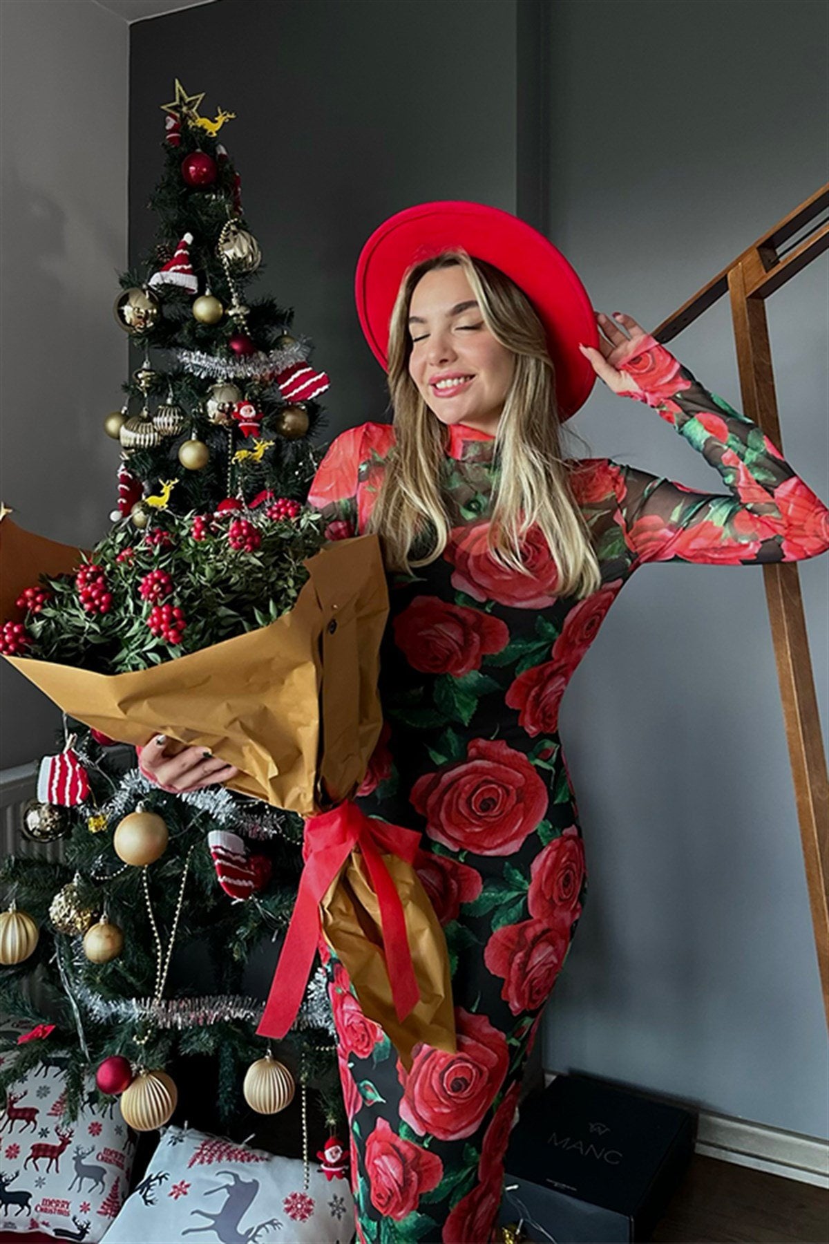 Roses tül kalem elbise