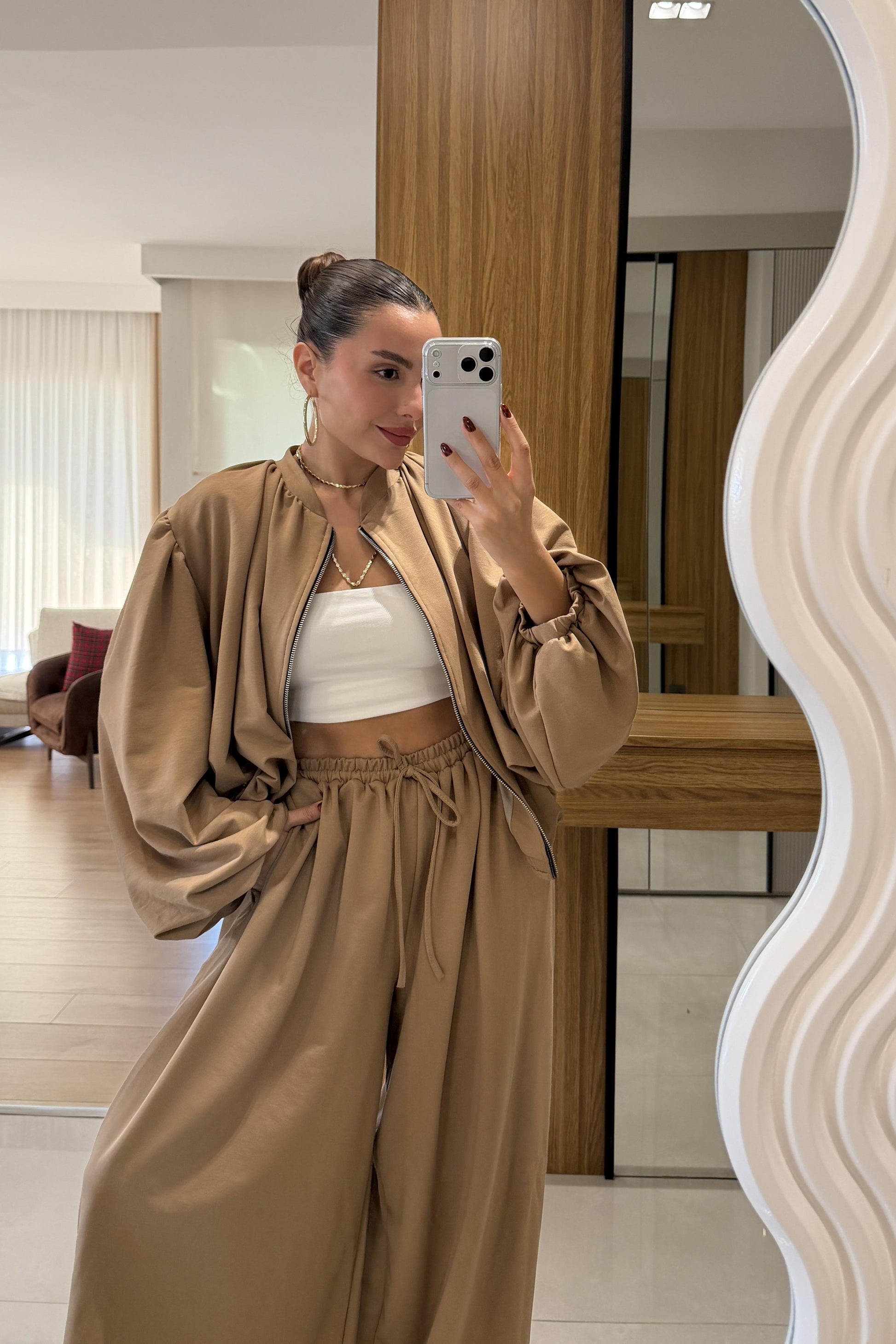 Rosia Camel Modal Şalvar Model Takım