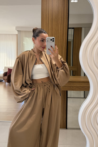 Rosia Camel Modal Şalvar Model Takım