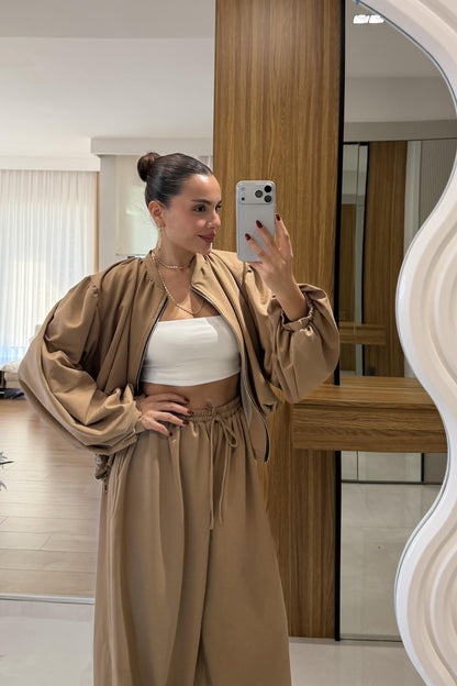 Rosia Camel Modal Şalvar Model Takım