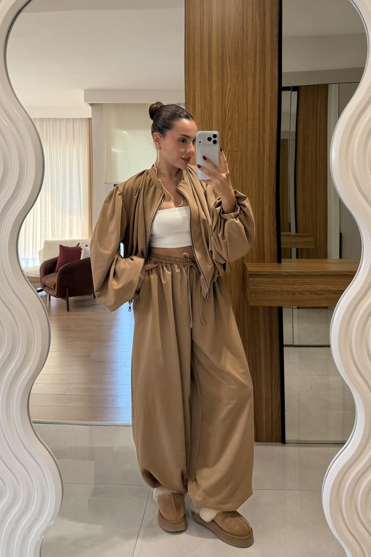 Rosia Camel Modal Şalvar Model Takım