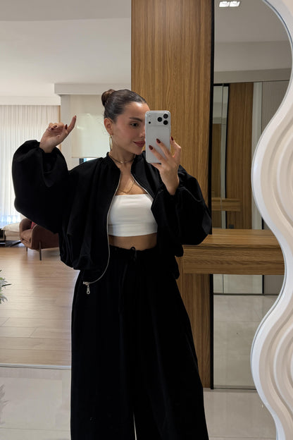 Rosia Siyah Modal Şalvar Model Takım