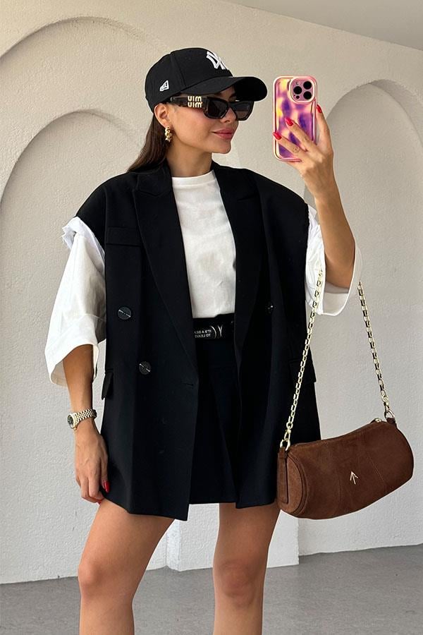 Rosita Sırt Dekolteli Siyah Yelek