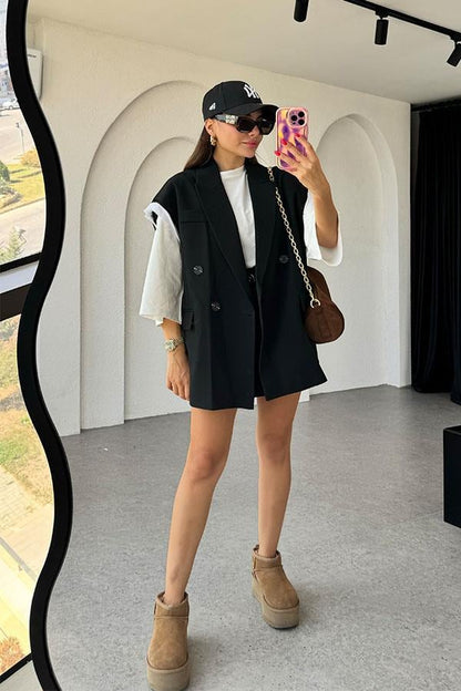 Rosita Sırt Dekolteli Siyah Yelek