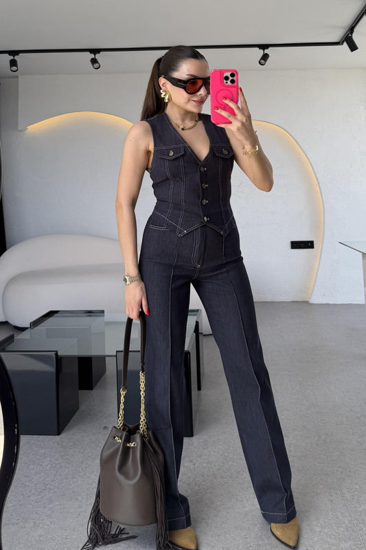 Rosse Yelekli Denim Takım