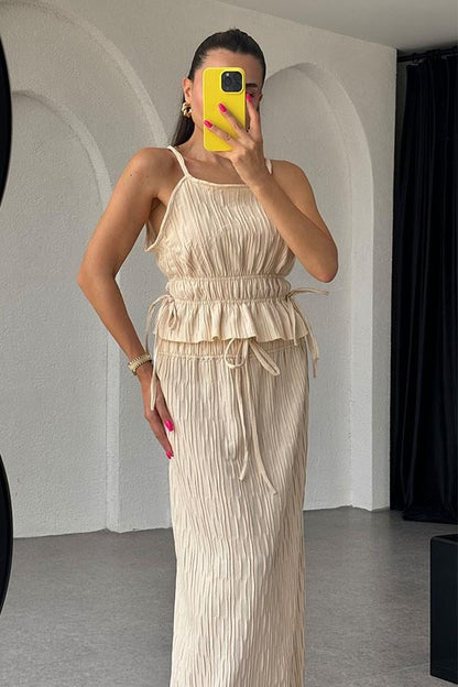 Rowan Büzgülü Kırinkıl İkili Takım-Bej