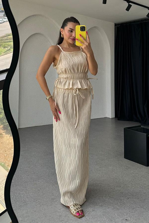 Rowan Büzgülü Kırinkıl İkili Takım-Bej