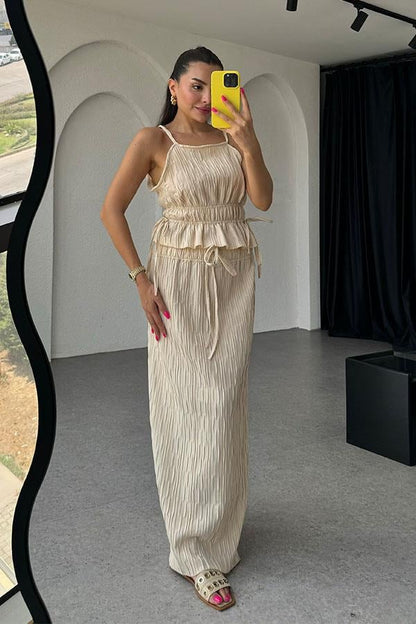 Rowan Büzgülü Kırinkıl İkili Takım-Bej