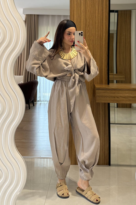 Ruffle Vizon Tensel Kemerli Takım