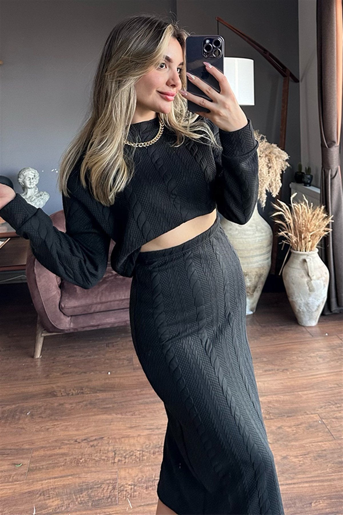 Ruiz örme triko ikili takım