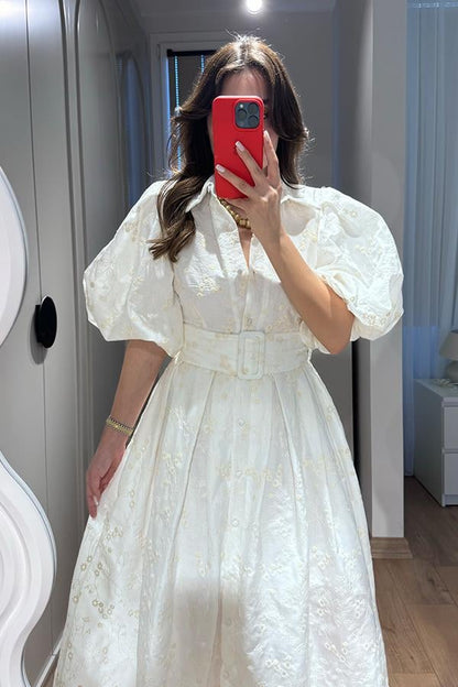 Runa Balon Kol Fisto Elbise