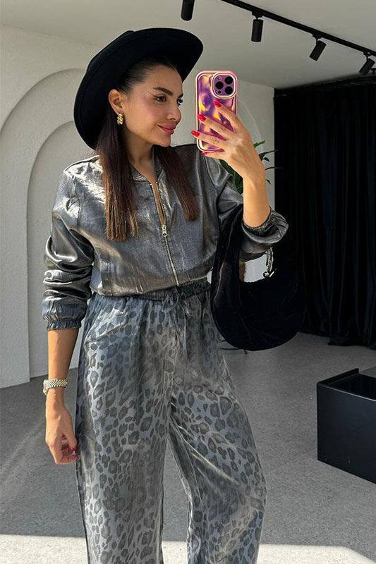 Russie Parlak Bomber Füme Ceket