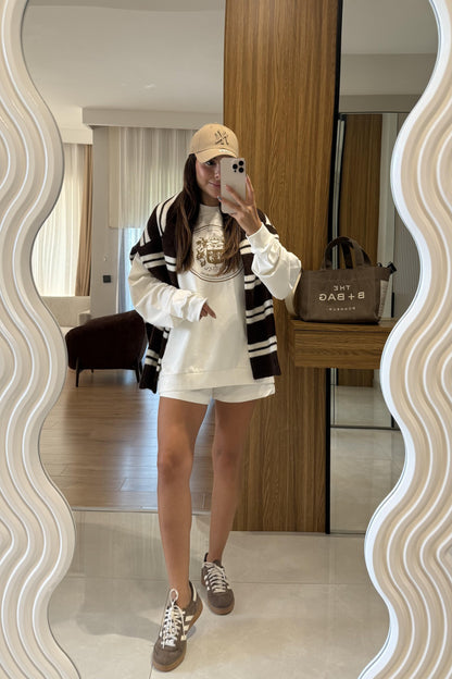 Saint Beyaz Şort Sweat Spor İkili Takım