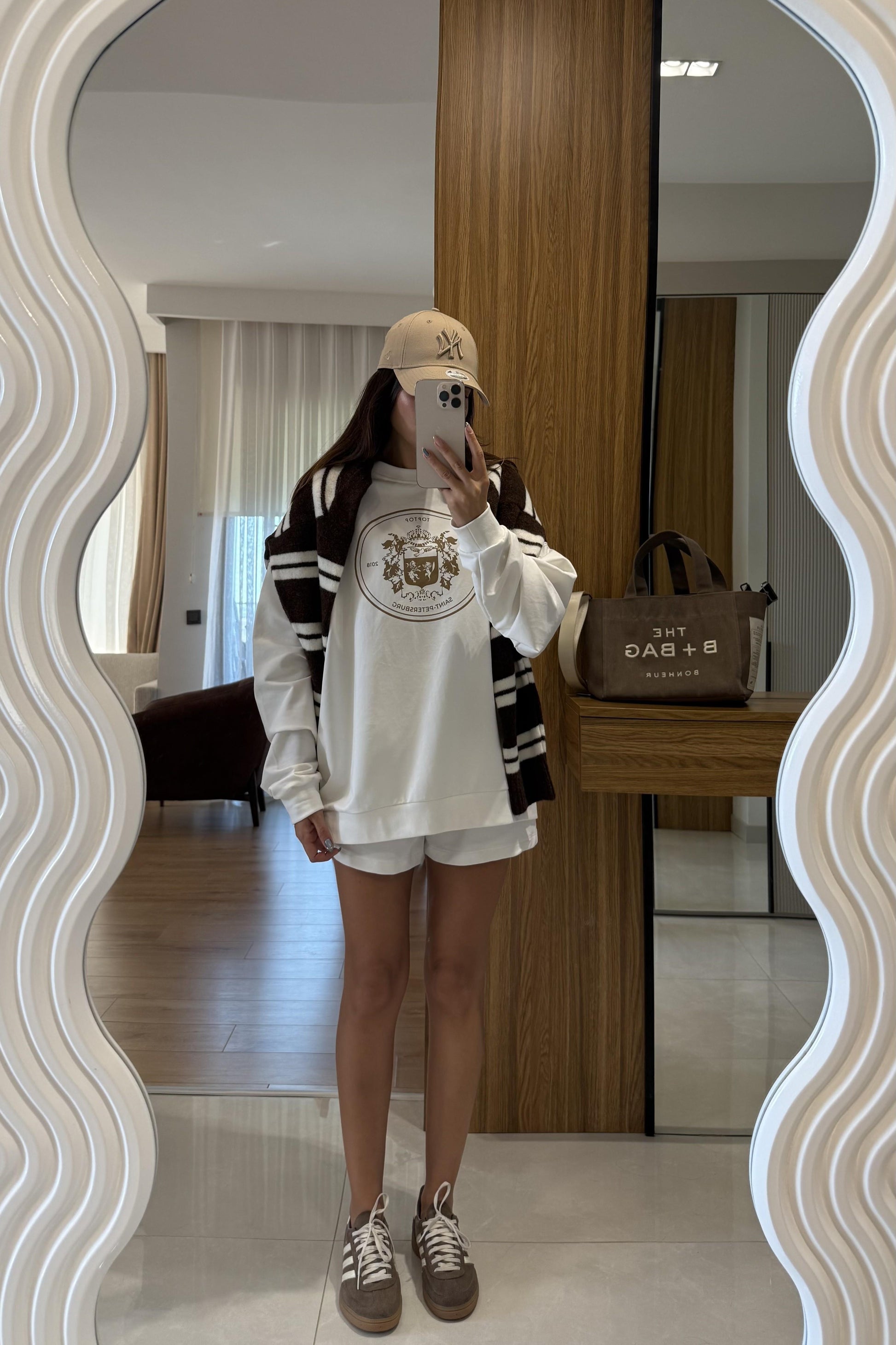 Saint Beyaz Şort Sweat Spor İkili Takım