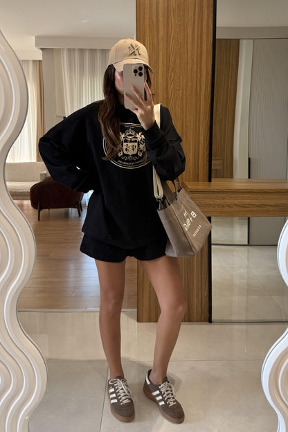 Saint Siyah Şort Sweat Spor İkili Takım