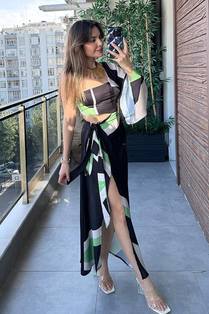 Salvio Tek Kol Renkli Saten Elbise - Siyah