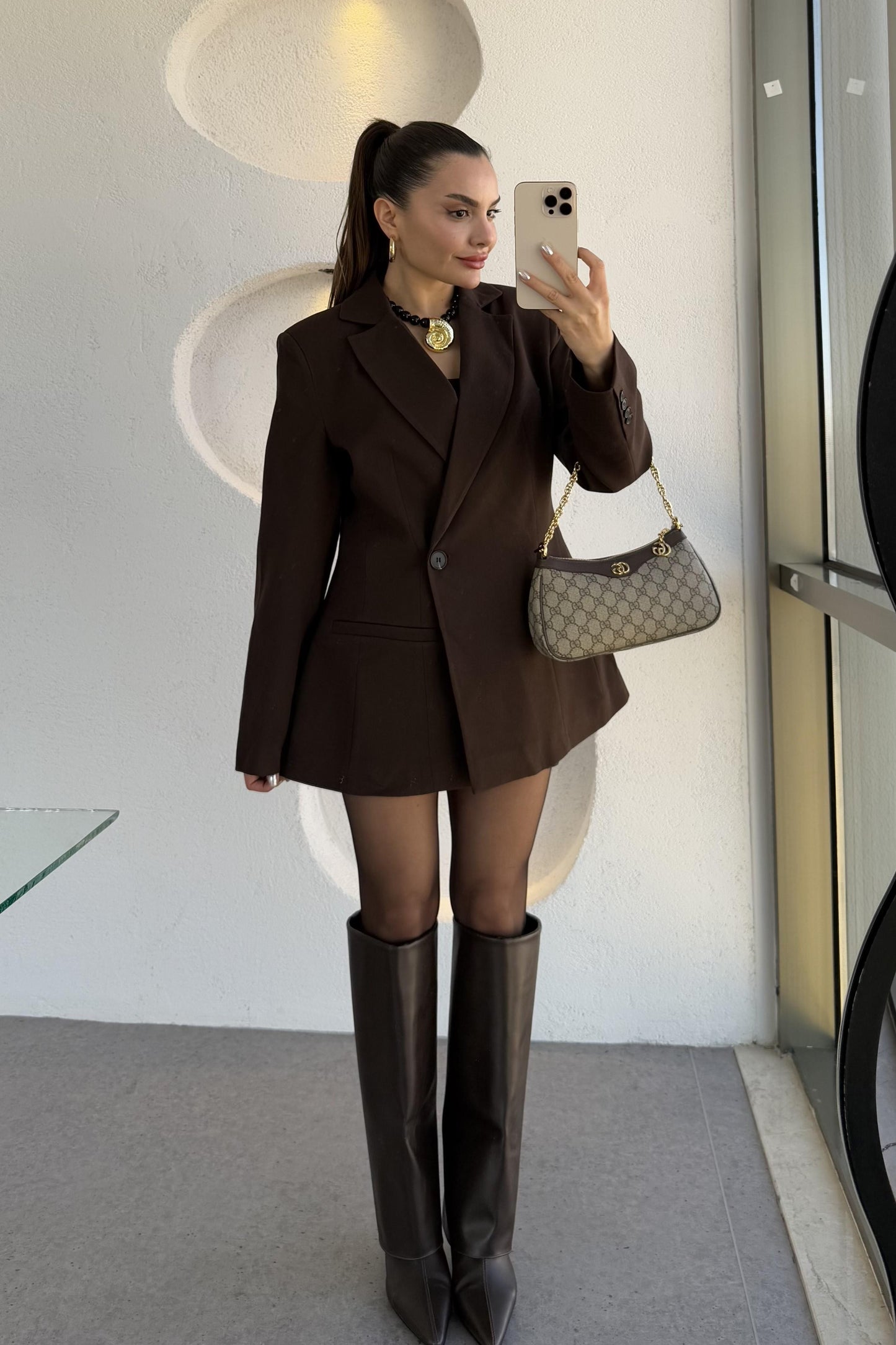 Salzburg Acı Kahve Blazer Etek Premium Takım