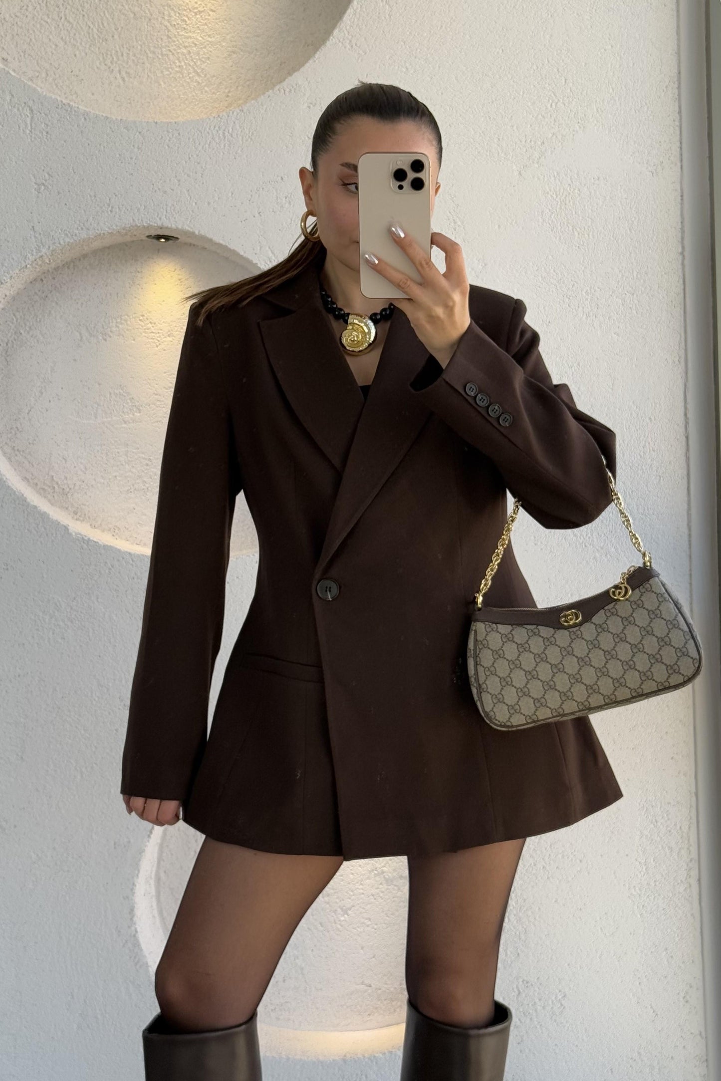 Salzburg Acı Kahve Blazer Etek Premium Takım