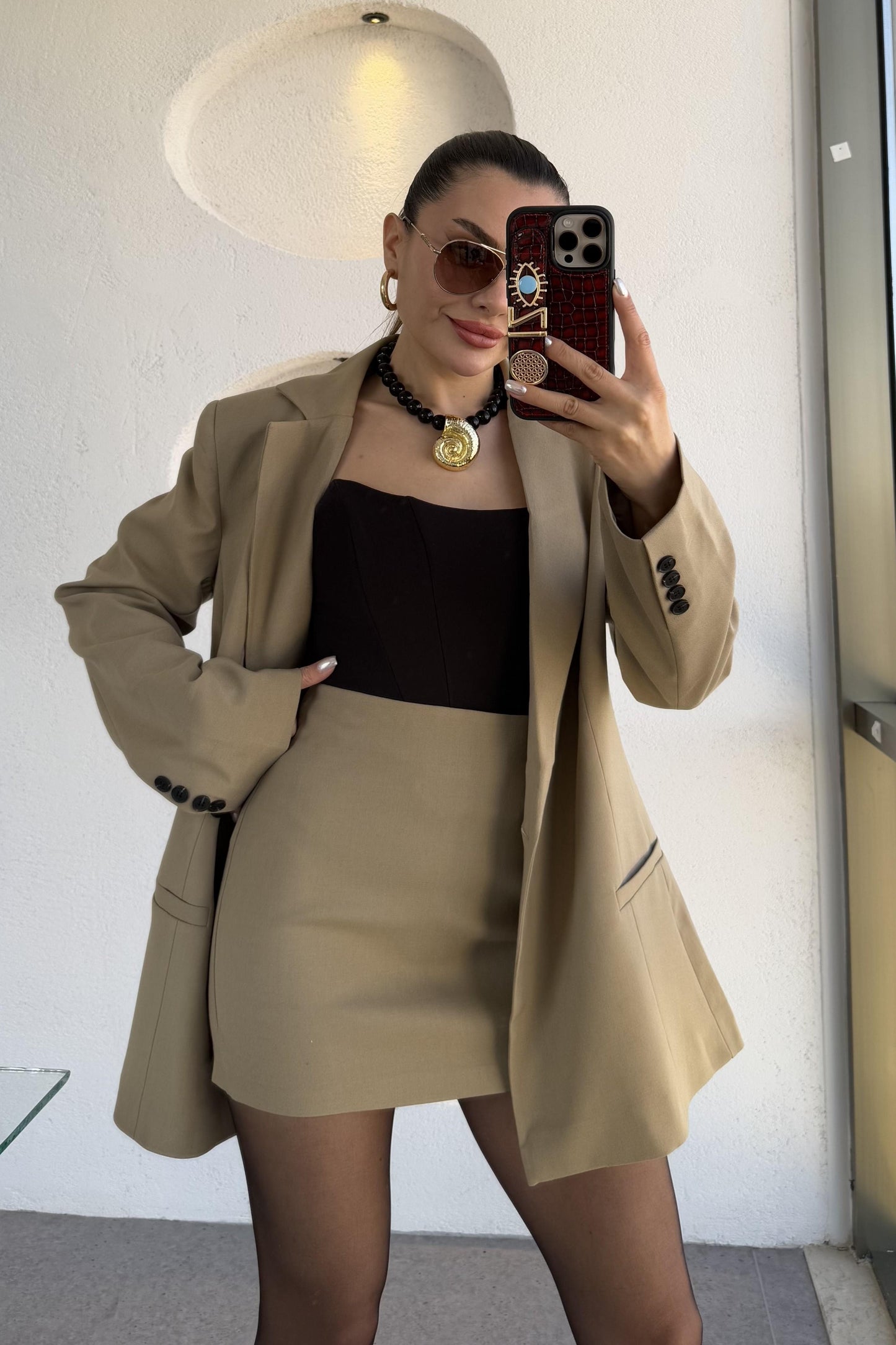 Salzburg Camel Blazer Etek Premium Takım