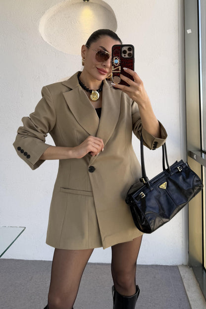 Salzburg Camel Blazer Etek Premium Takım