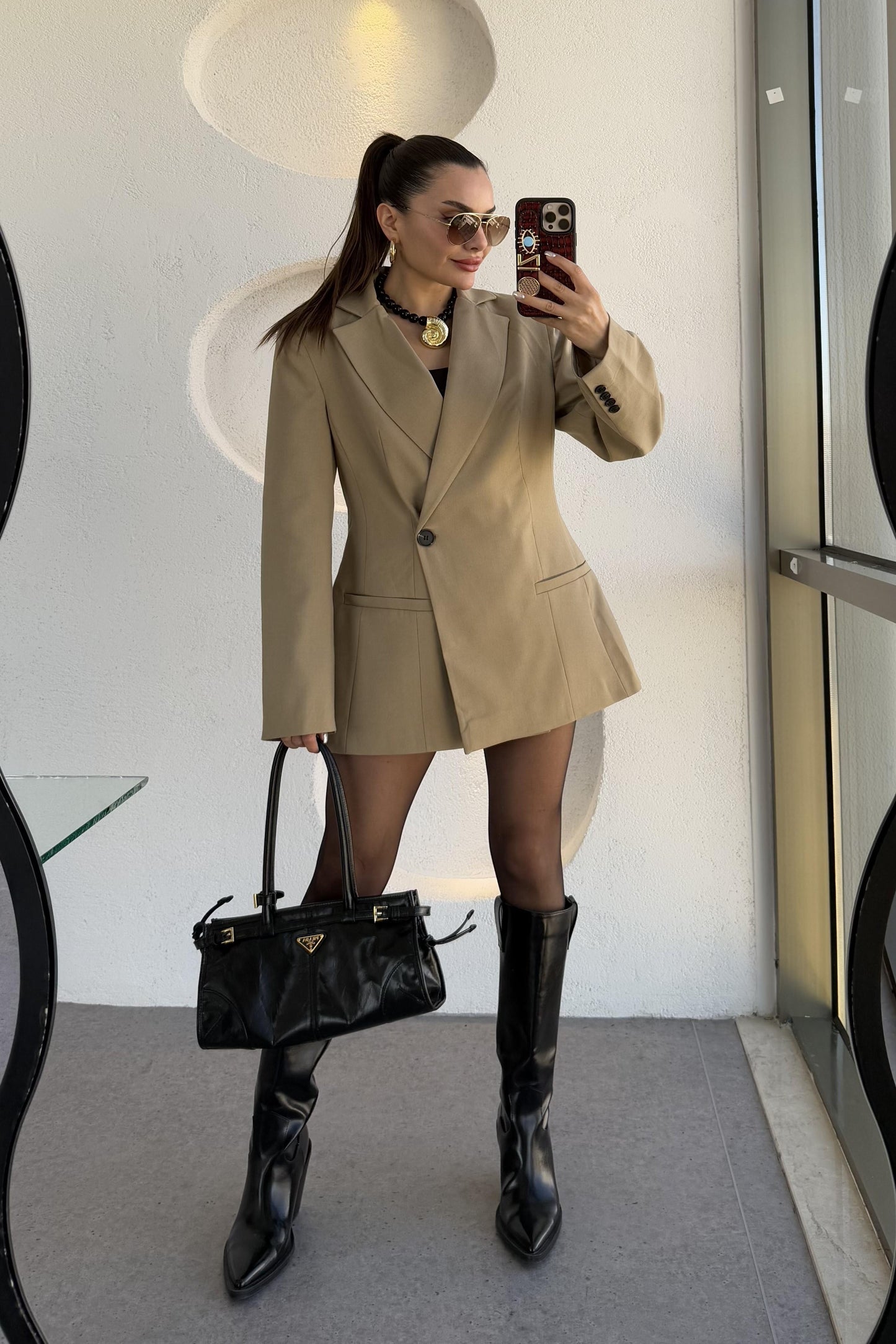 Salzburg Camel Blazer Etek Premium Takım