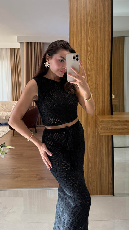 Samba Siyah Etekli Triko Takım