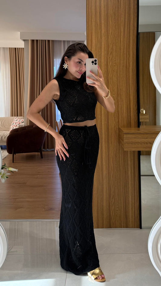 Samba Siyah Etekli Triko Takım