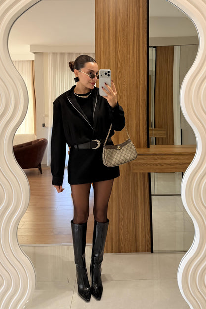 Scarlett Siyah Ceket Şort Etek Takım