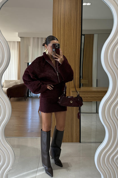 Serenity Bordo Etekli Keçe Takım