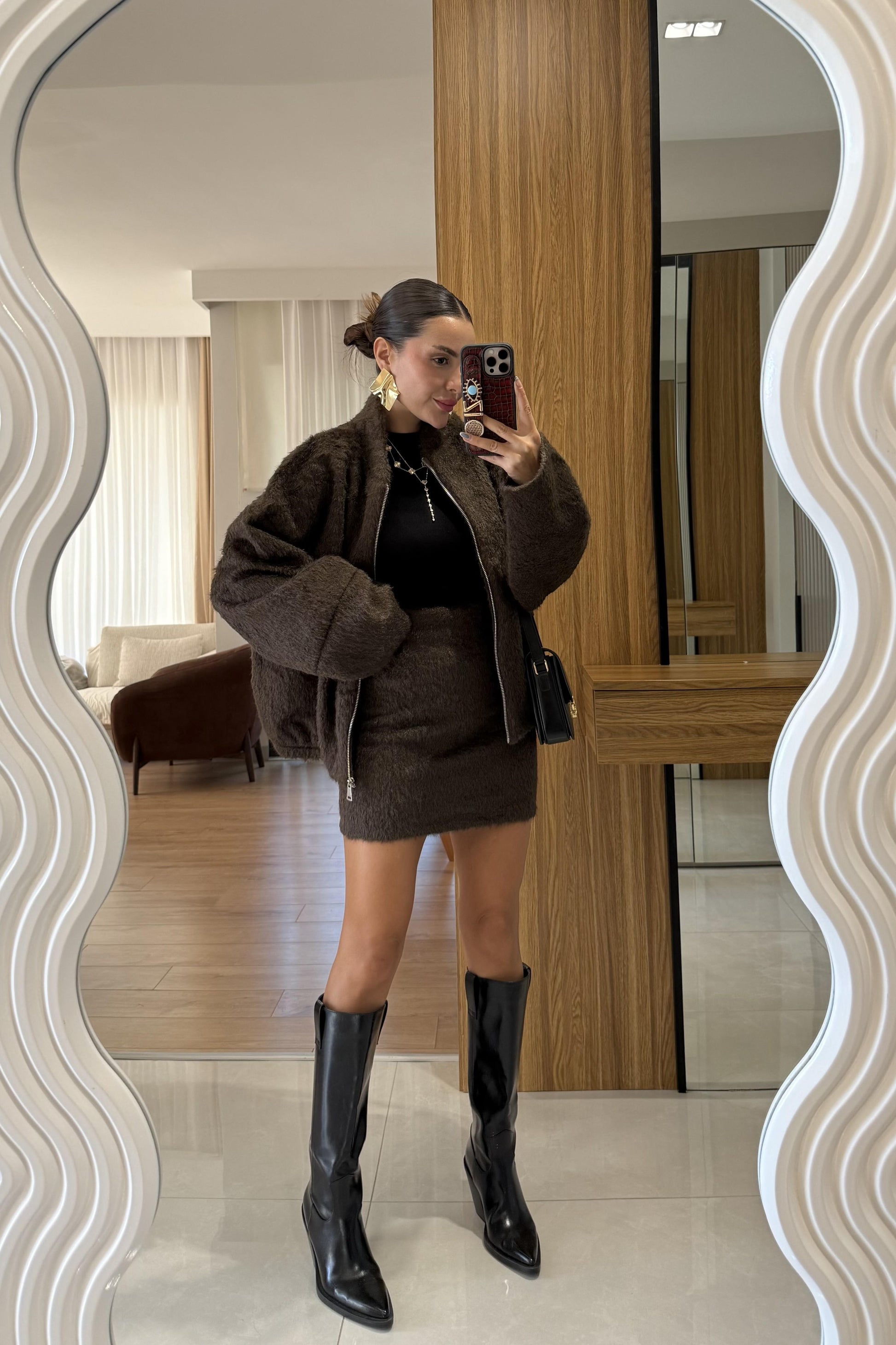 Serenity Kahve Etekli Keçe Takım