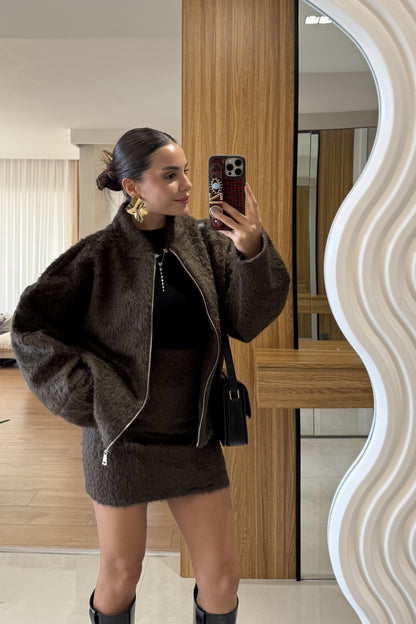 Serenity Kahve Etekli Keçe Takım