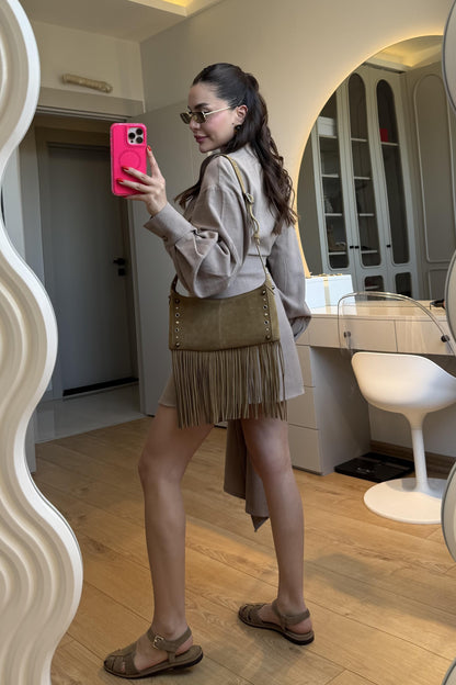 Shawe Vizon Bağlamalı Keten Elbise