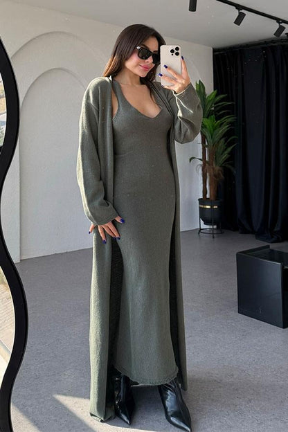 Shirley Haki Elbise Hırka