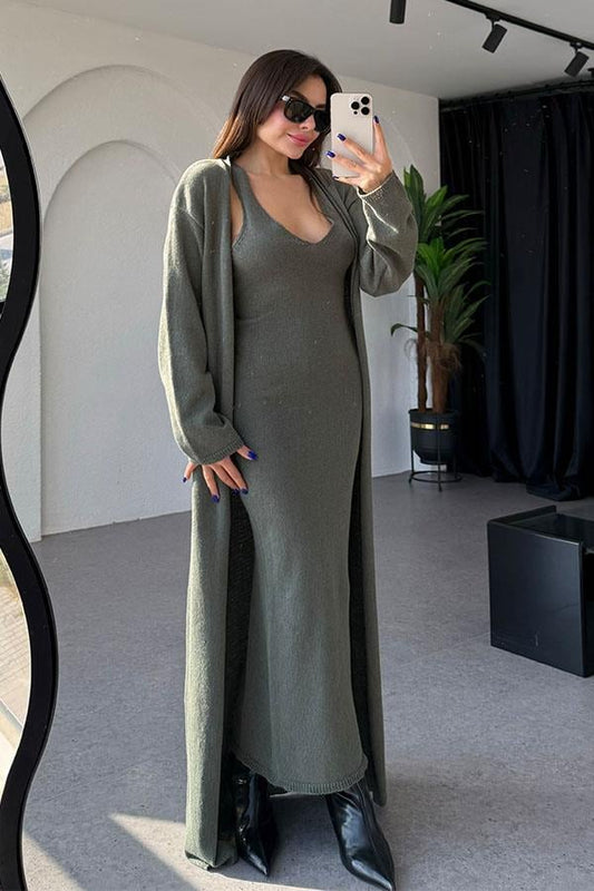 Shirley Haki Elbise Hırka