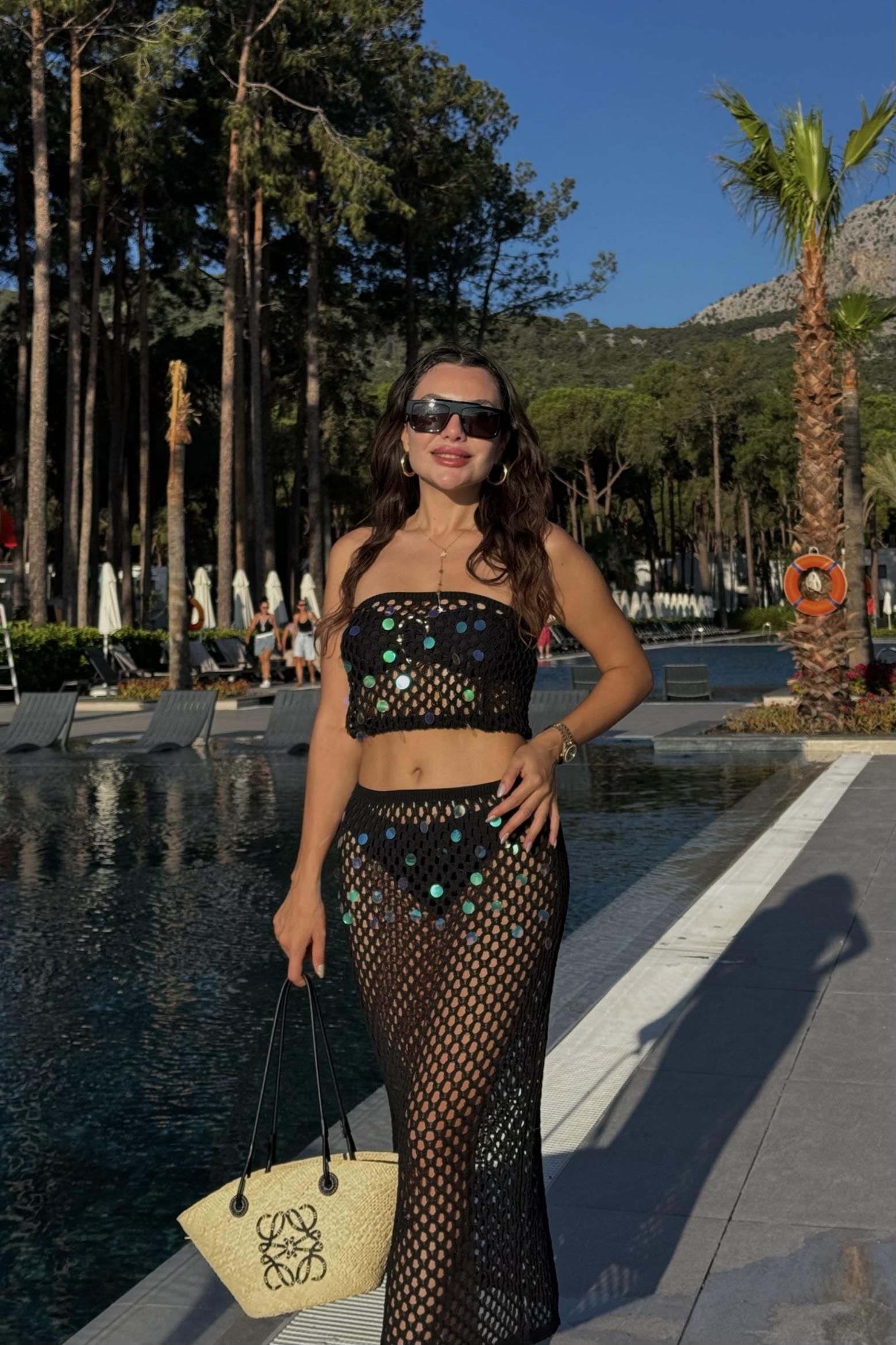 Sindy Siyah Pulpayet Ajurlu Takım