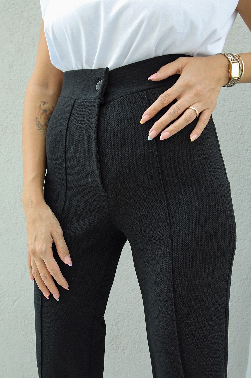 SIYAH BIYELI PALAZZO PANTOLON