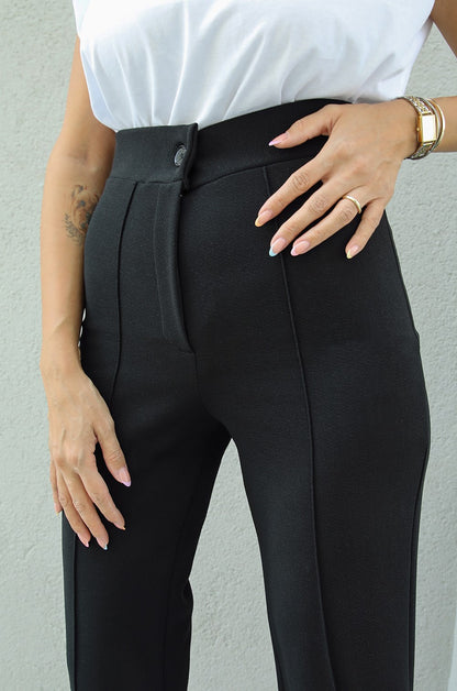 SIYAH BIYELI PALAZZO PANTOLON