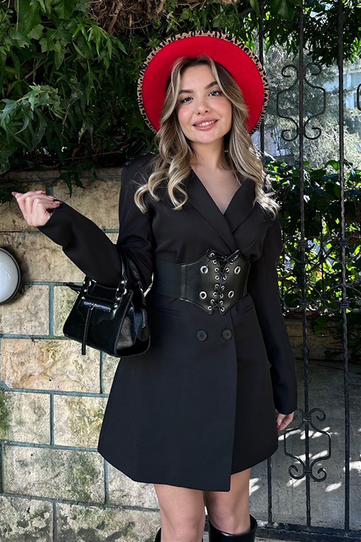 Siyah blazer ceket elbise