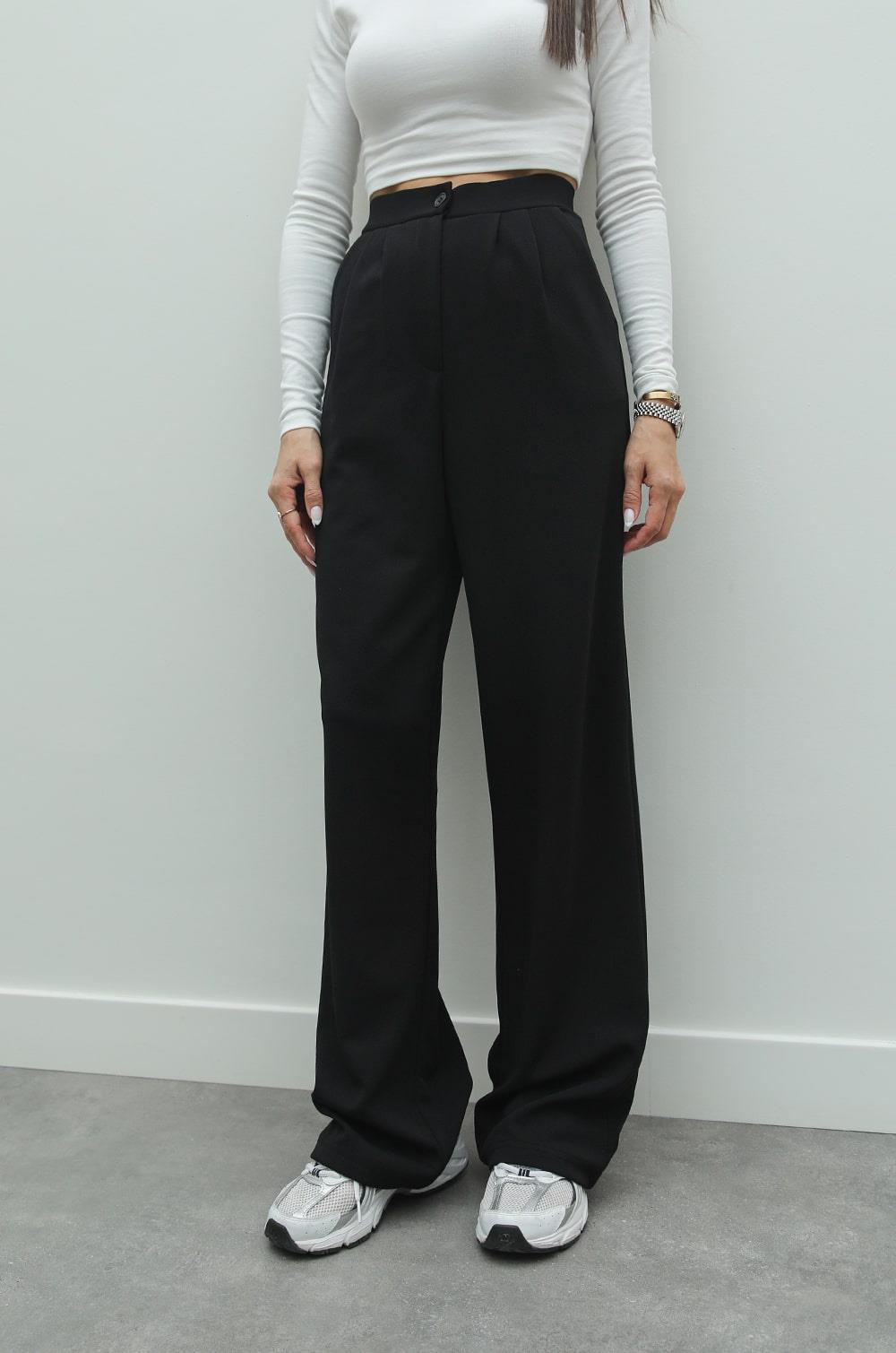 SIYAH ÇIFT PILELI PALAZZO PANTOLON