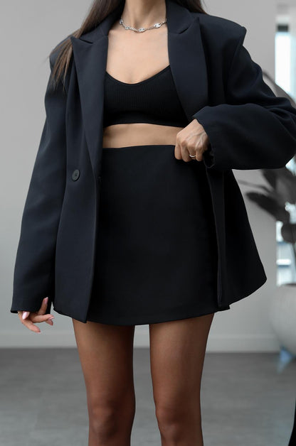 SIYAH KIERA YÜKSEK BEL ŞORT ETEK