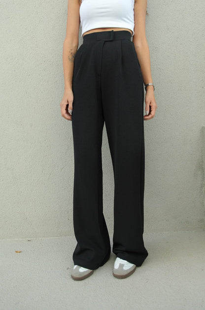 SIYAH SENTA CIRT CIRT KAPAMALI PALAZZO PANTOLON