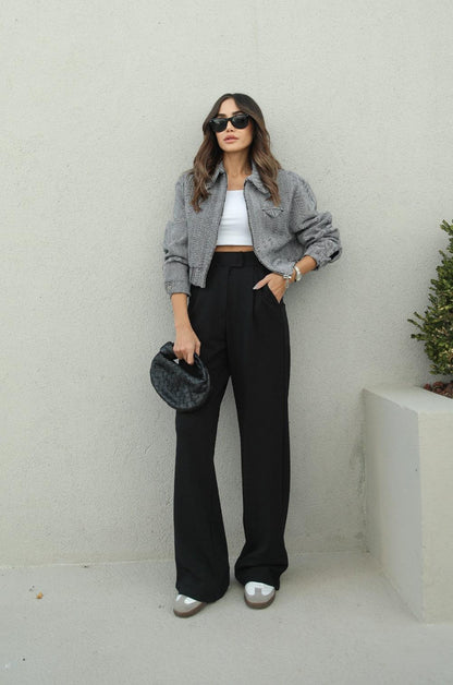 SIYAH SENTA CIRT CIRT KAPAMALI PALAZZO PANTOLON